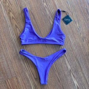 High Cut Scoop Neck Bikini Set